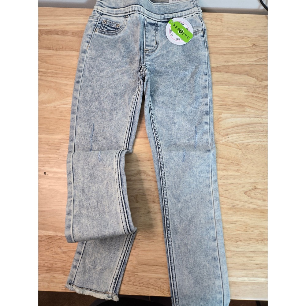 Justice Girls Acid Wash Denim Leggings Slim Fit Raw Hem Size 8 Slim NWT